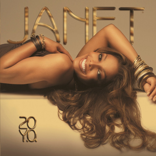 Omot albuma 20.Y.O Janet Jackson u zlatnim tonovima s fotografijom pjevačice u stilu 2000-ih.