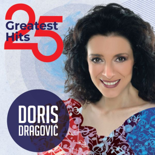 Omot duplog vinila Doris Dragojević 25 Greatest Hits s umjetnicom na plavoj pozadini.