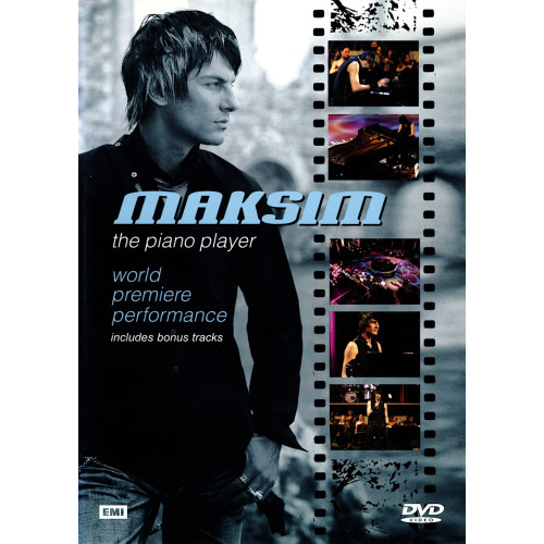 Omot DVD izdanja Maksim Mrvica – The Piano Player s umjetnikom na sivoj pozadini.