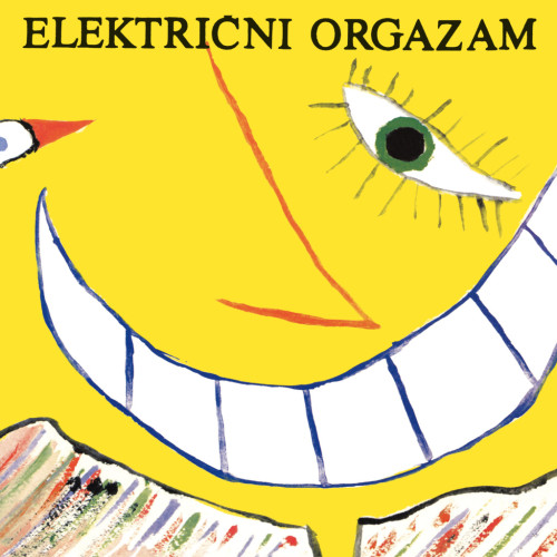 Vinil električnog orgazma Les chansons populaires s omotom žutog sunca s osmjehom i zelenim očima.
