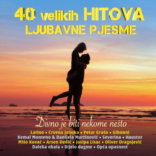 Omot CD-a "Divno je biti nekome nešto" raznih izvođača, s ljubavnim parom koji se grli na plaži uz romantični zalazak sunca.